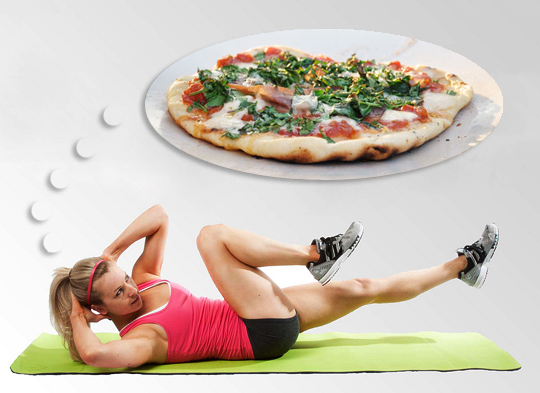 exercise with pizza